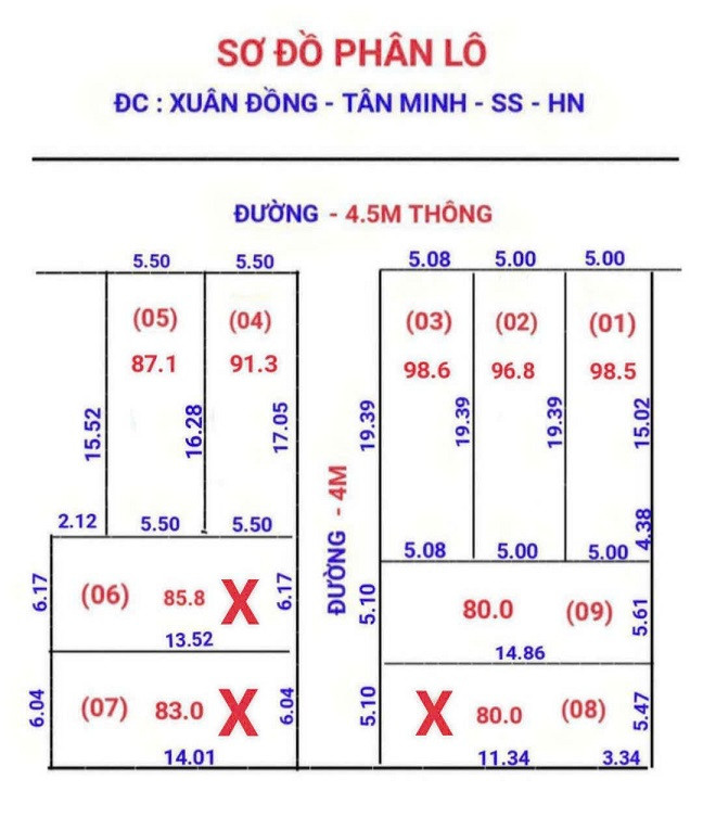 CẦN BÁN ĐẤT 06 + 07 + 08 ĐẸP TẠI XUÂN ĐỒNG-TÂN MINH-SÓC SƠN -HÀ NỘI