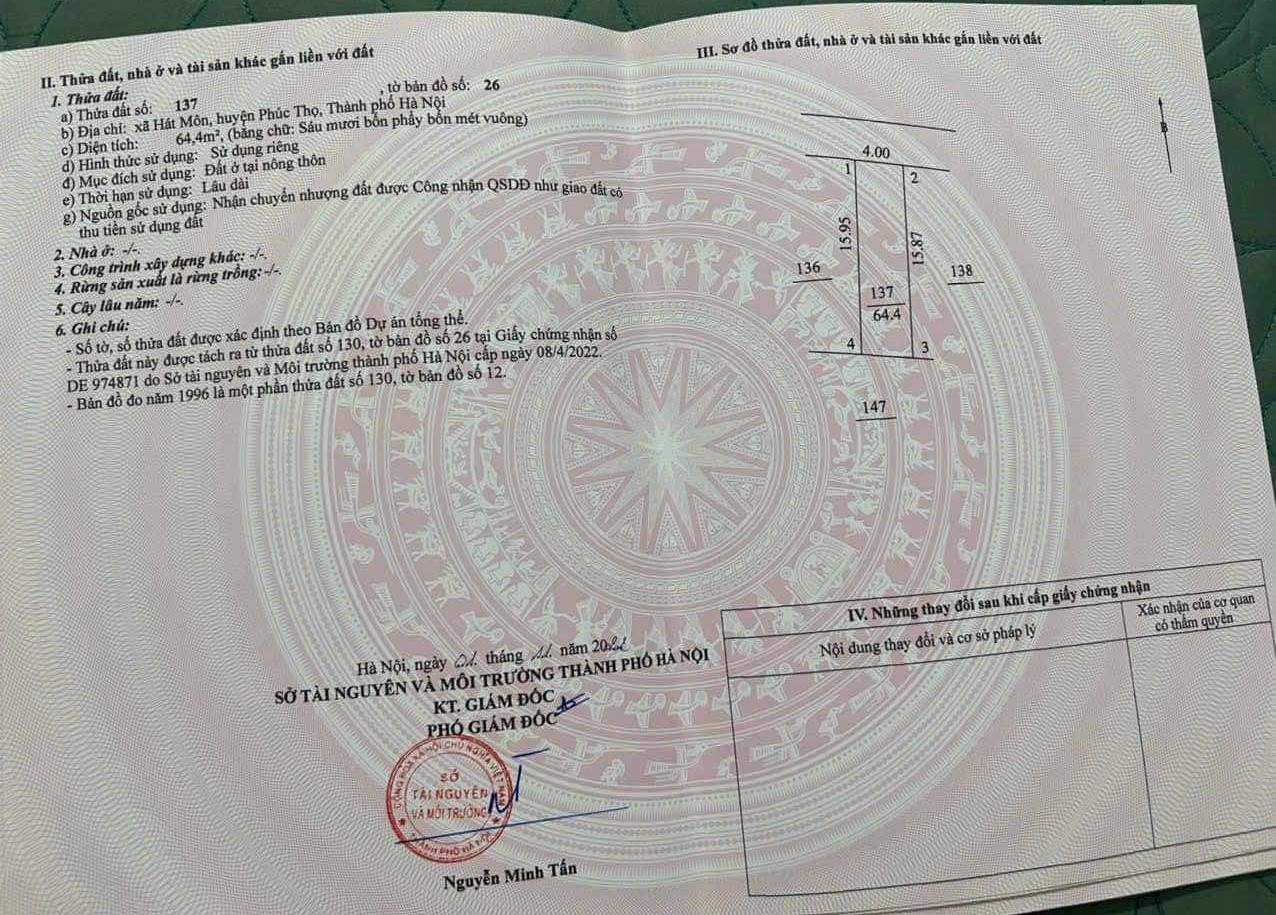 DUY NHẤT LÔ 64,4M ĐẤT ĐẸP THANH ĐA _ HÁT MÔN - PHÚC THỌ