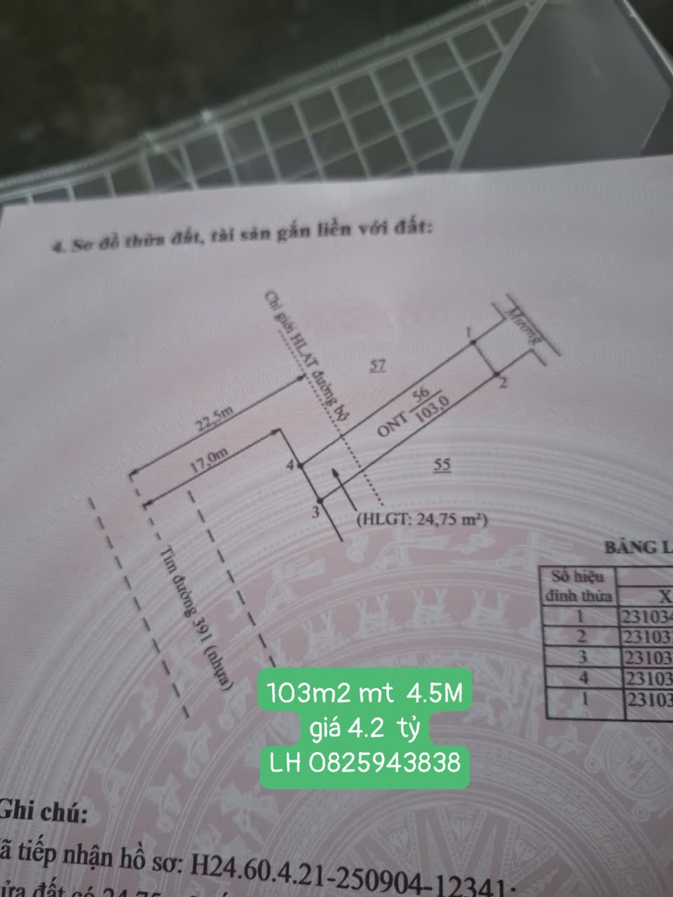 Rẻ Hàng Kín!! 4.2 tỷ mặt QL 391 Tứ Kỳ, dt 103m2