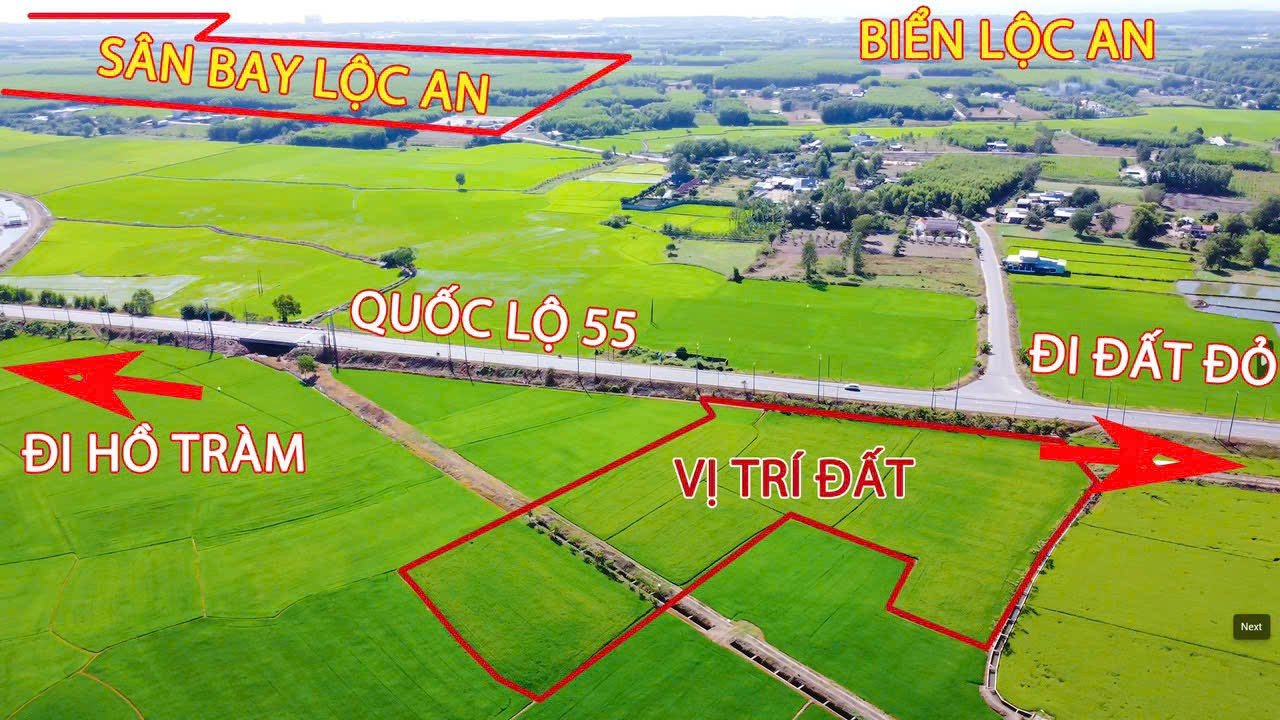 Bán hơn 1ha đất Mt quốc lộ 55 .xã Phước long Thọ giá ngợp