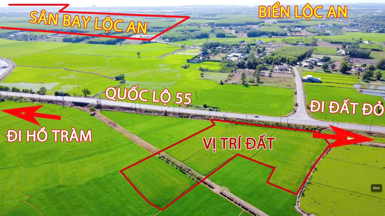 Hơn 1Ha Mt Quốc lộ 55 giá siu tốt.  Xã Phước Long thọ .Đất Đỏ