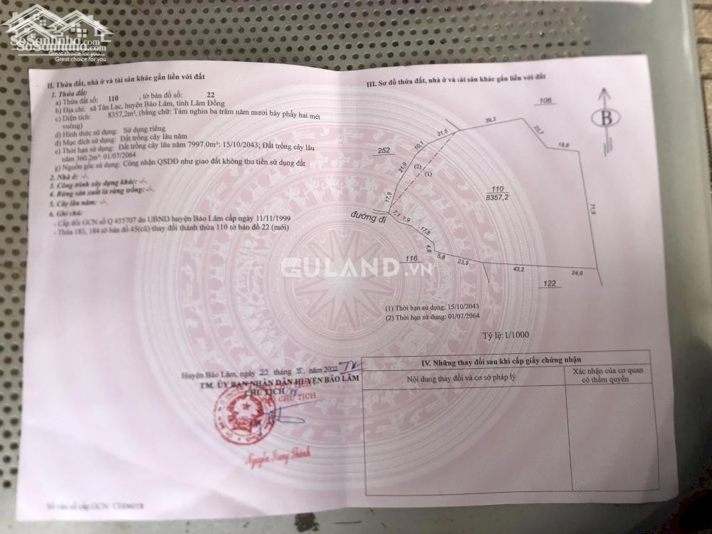 CHÍNH CHỦ CẦN BÁN LÔ ĐẤT XẢ GIÁ LỖ NGAY TÂN LẠC - BẢO LÂM - LÂM ĐỒNG