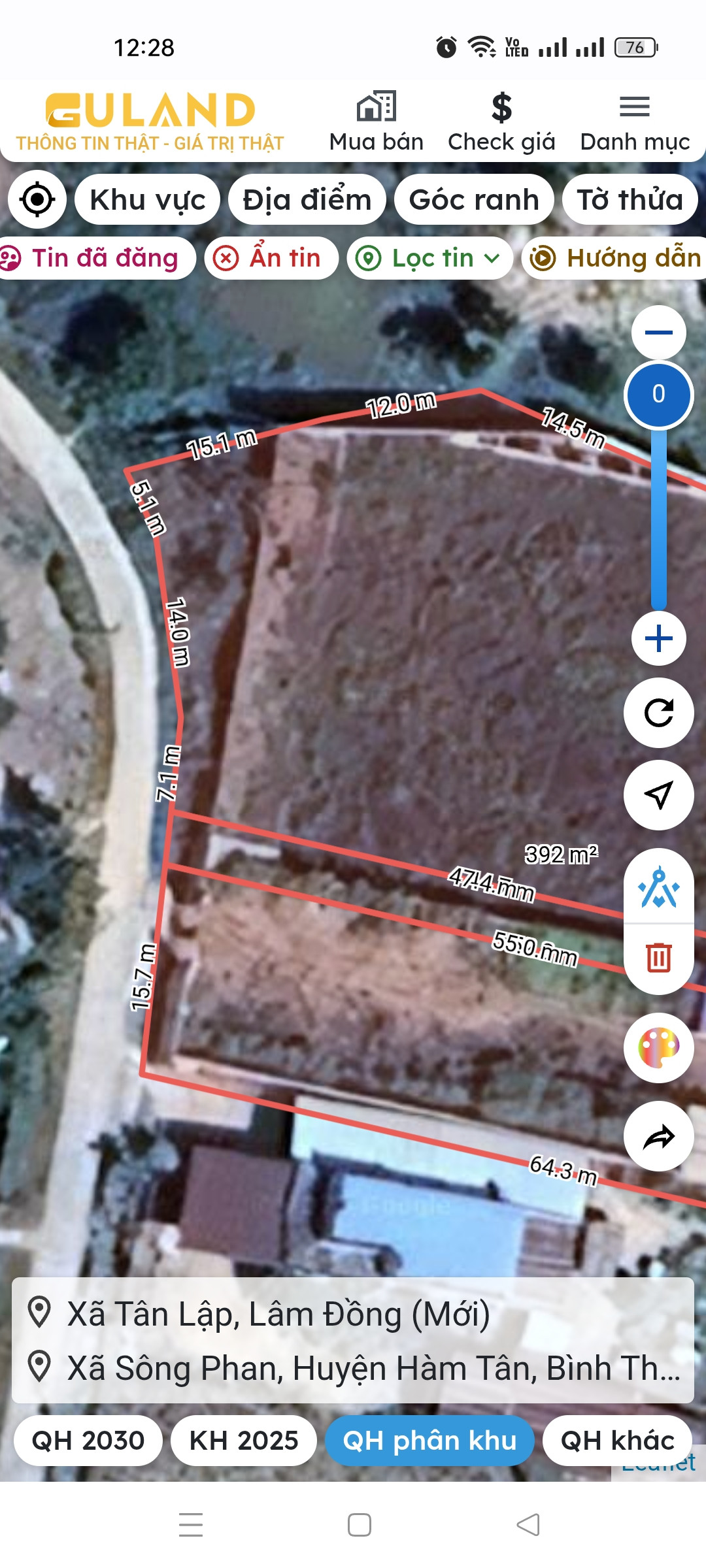 Bán đất 7100m² ngang 70m giá 5.3 tỷ Xã Tân Lập