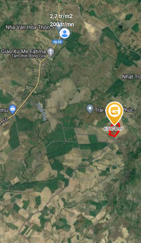 Bán  đất nông nghiệp 60000m² , giá 13 tỷ tại đường Quốc Lộ 55, Xã Tân Phúc, Huyện Hàm Tân, Bình Thuận
