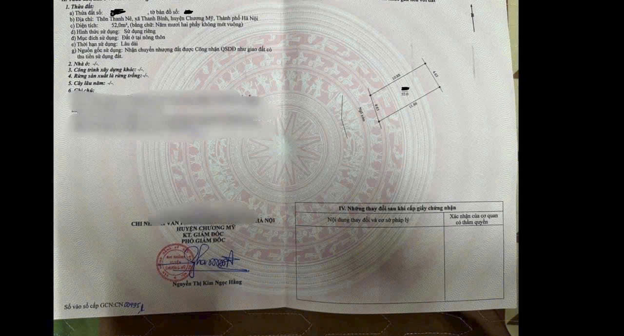 Chính chủ gửi bán lô đất tại Thanh Nê - Thanh Bình - Chương Mỹ giá chỉ nhỉnh 1 tỉ