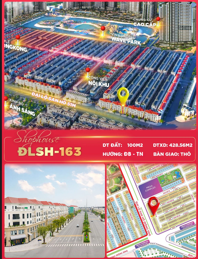 🔥 SHOPHOUSE ĐẠI LỘ SAN HÔ – DIỆN TÍCH XÂY DỰNG 428M² CỰC HIẾM