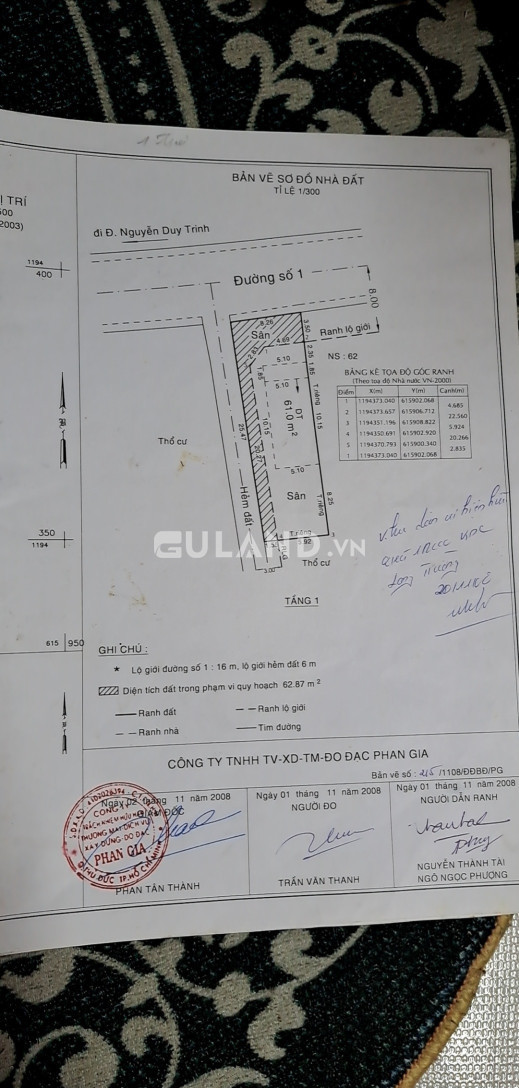 Bán nhà 2mt đường số 1: 216 m2 giá 9 tỷ p long Trường Q9