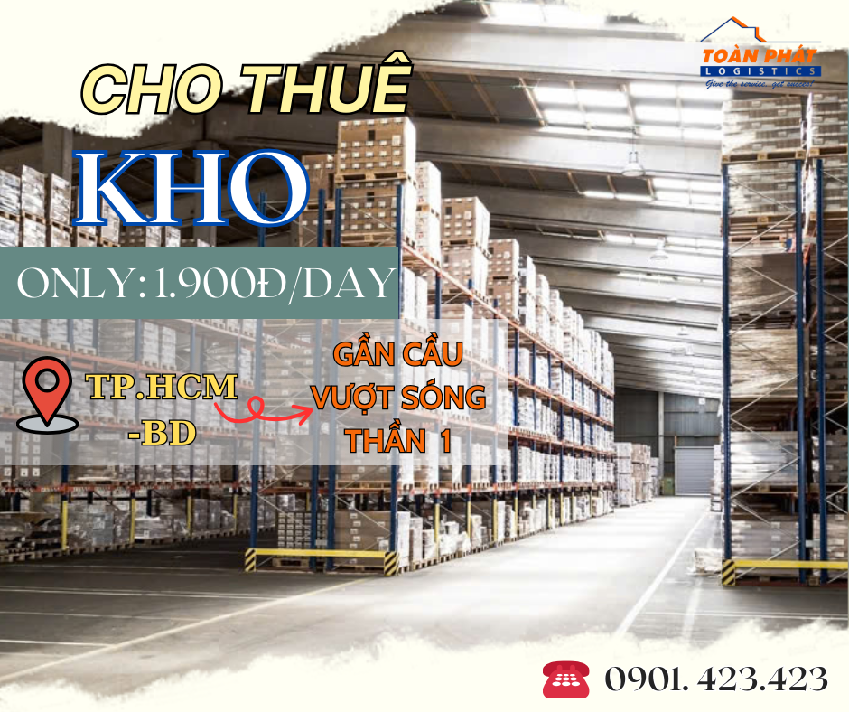 Cho thuê kho Hồ Chí Minh , Bình Dương, đầy đủ dịch vụ xếp dỡ tại kho