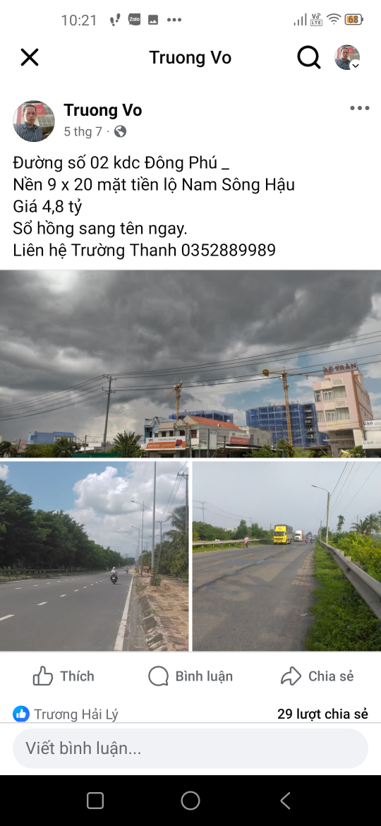 Nền cặp đường số 02 kdc Đông Phú mặt tiền lộ Nam Sông Hậu