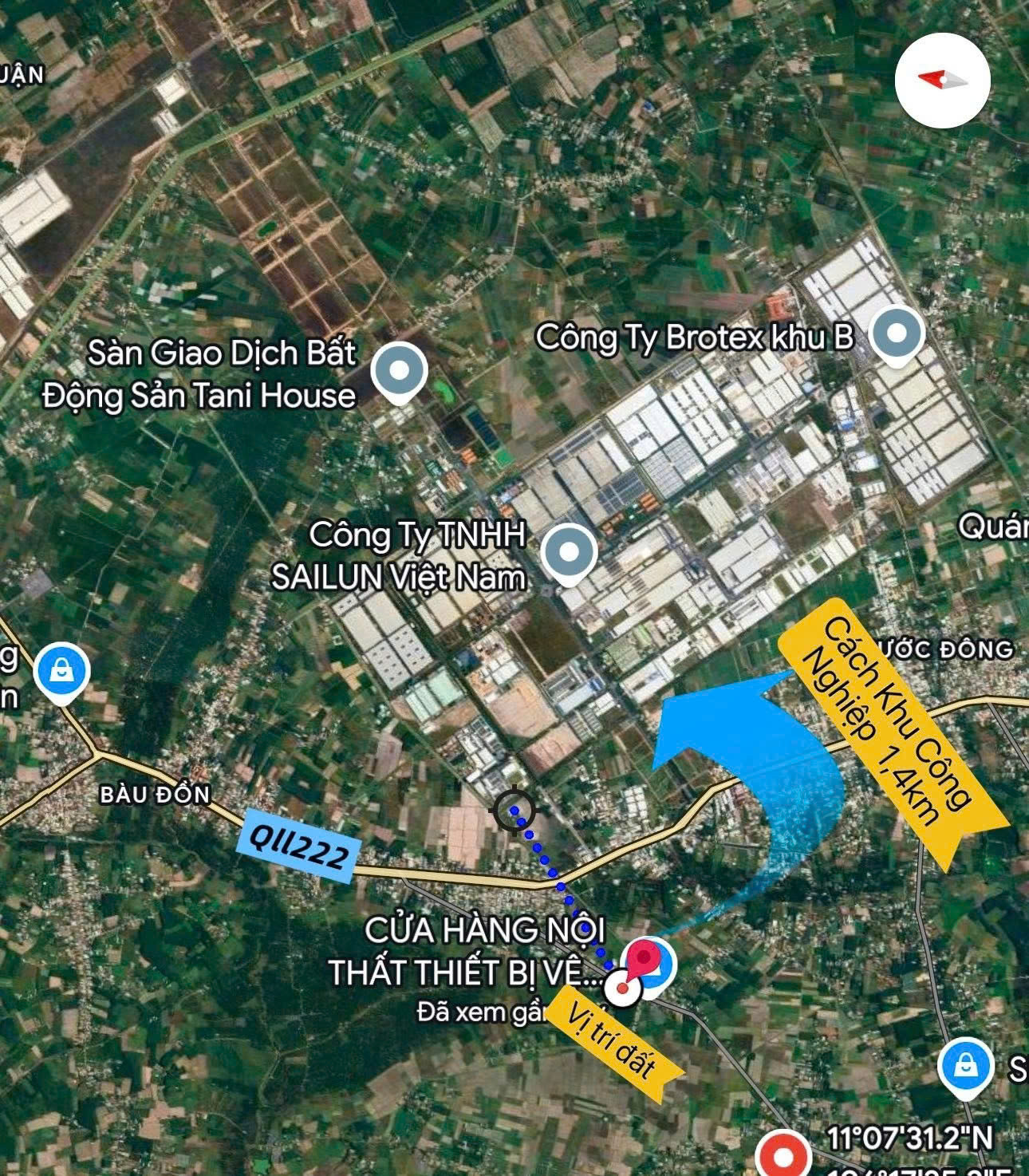 ĐẤT ĐẸP 115.8m² giá 590 triệu – VỊ TRÍ VIP – ĐỐI DIỆN KCN PHƯỚC ĐÔNG