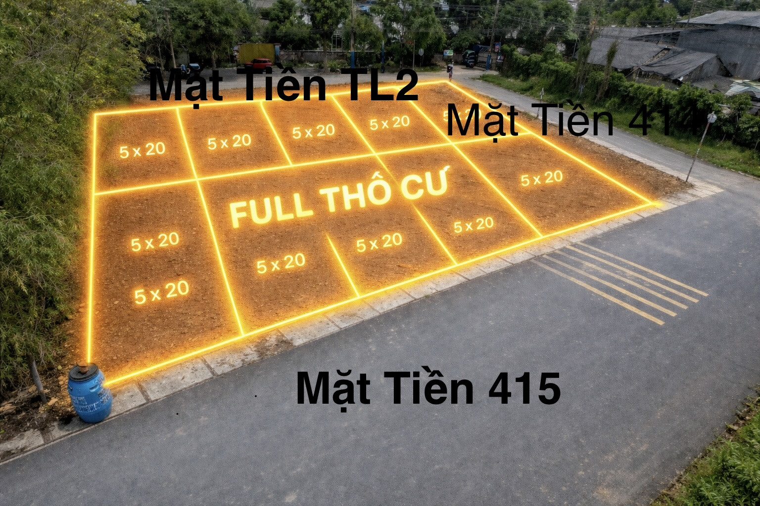Đất Chính Chủ Mặt Tiên Đuong số 414 . Dt:100m2 full thổ. Hh1%