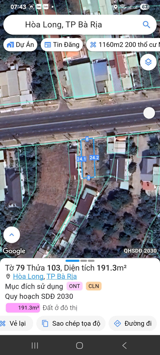 Bán đất 191,3m² ngang 8m giá 5.1 tỷ Phường Tam Long
