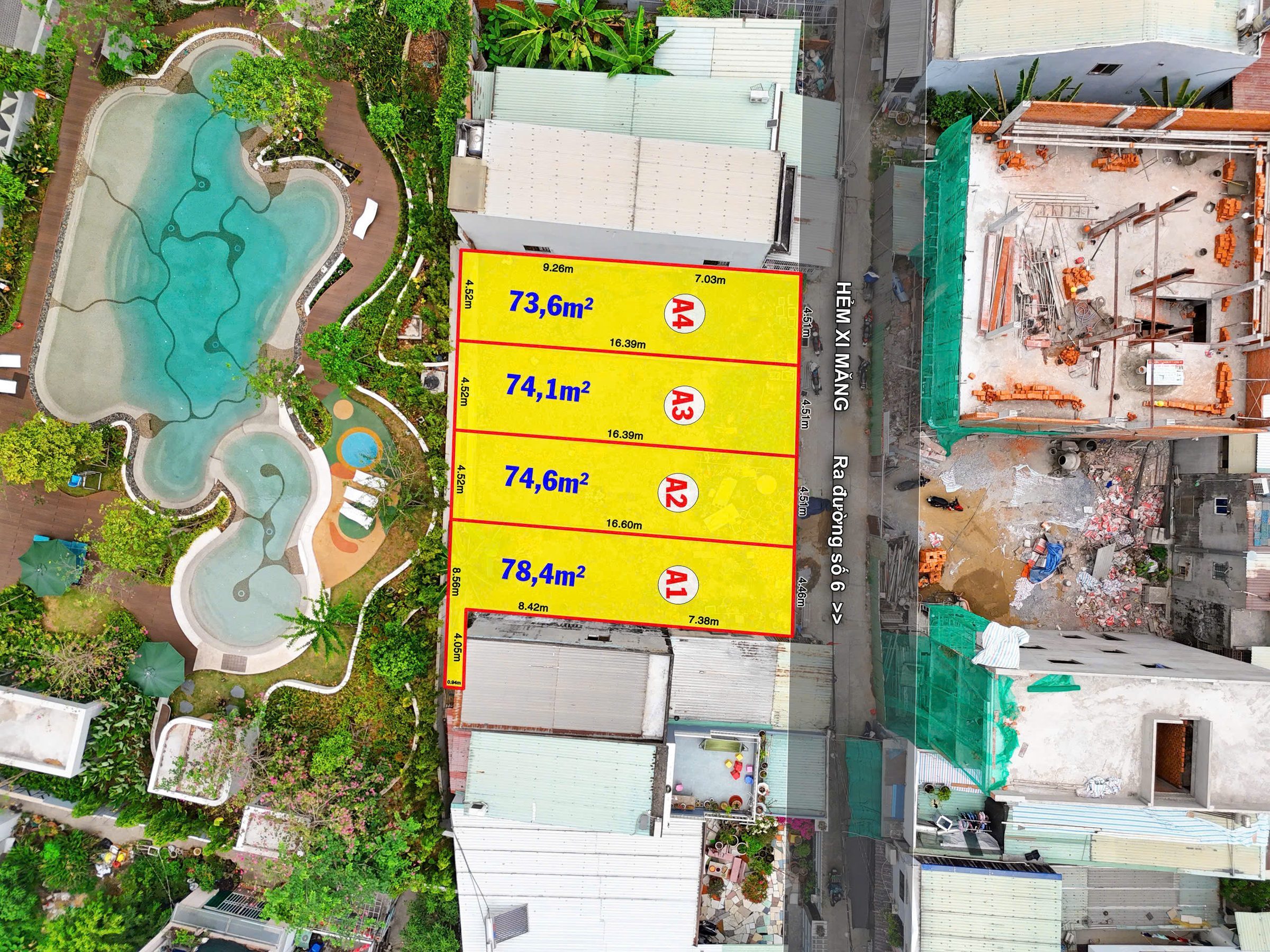 Bán đất 75m² full thổ cư ngang 4,5m giá 5.6 tỷ tại đường Số 6 Phường Hiệp Bình