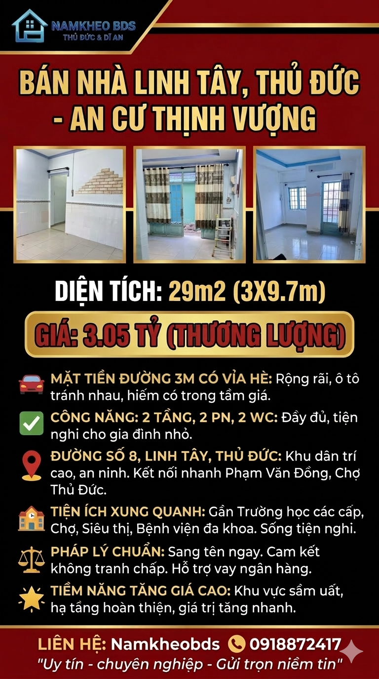 KẾT HỢP HOÀN HẢO: 3TỶ CÓ TỔ ẤM ,ẤM CÚNG CHO VỢ CHỒNG TRẺ VÀ TÀI SẢN TÍCH LŨY DÀI HẠN TẠI THỦ ĐỨC!