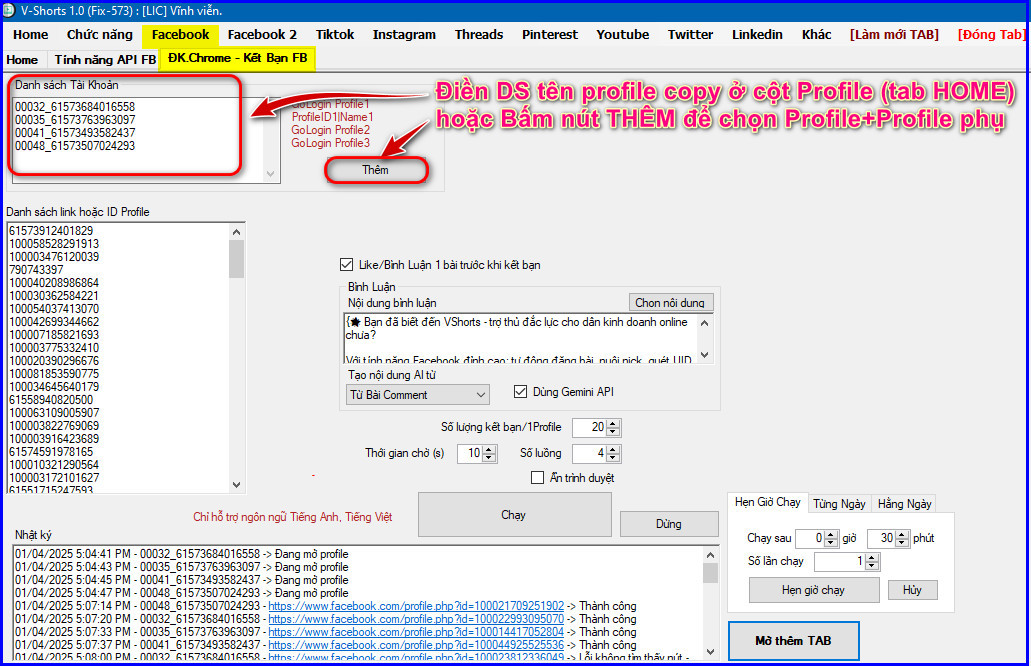 Phần Mềm Vshorts – Tự Động Hóa Marketing Facebook Toàn Diện 0961.006.186