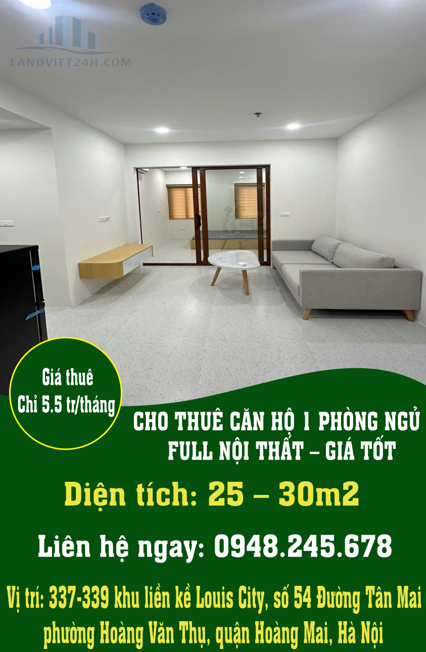 CHO THUÊ CĂN HỘ 1 PHÒNG NGỦ – FULL NỘI THẤT – GIÁ TỐT
