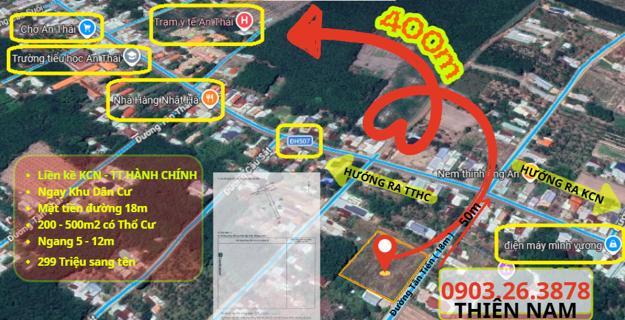 Đất 3737m², 100m² thổ cư, ngang 12m, giá 299 triệu tại Phước Thành