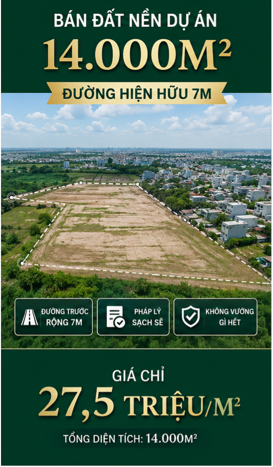 QUỸ ĐẤT THỔ CƯ QUY MÔ LỚN 14,000m² TẠI PHƯỜNG BÌNH TÂN – TP.HCM