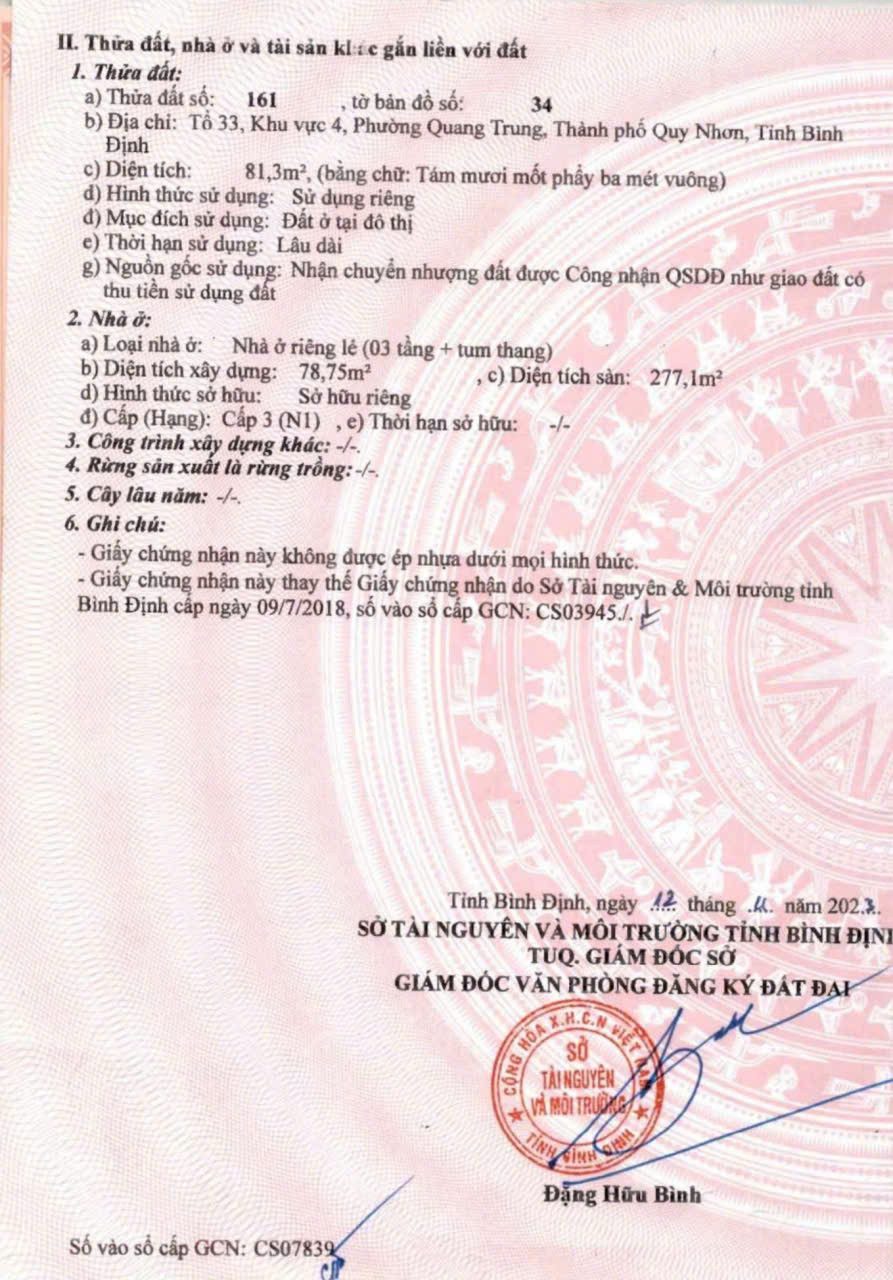 Bán nhà mặt tiền Thành Thái, phường Quy Nhơn Nam, tỉnh Gia Lai (Phường Quang Trung, TP. Quy Nhơn cũ)