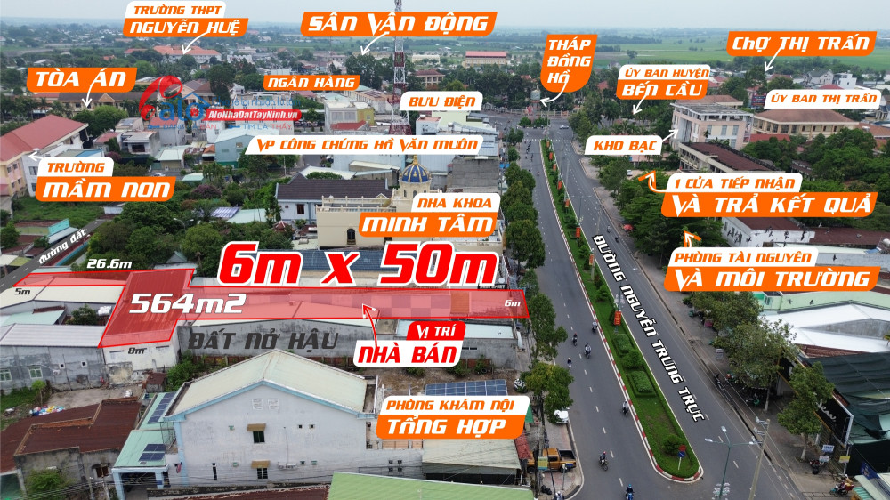 Nhà mặt tiền đường Nguyễn Trung Trực, ngay trung tâm thị trấn Bến Cầu