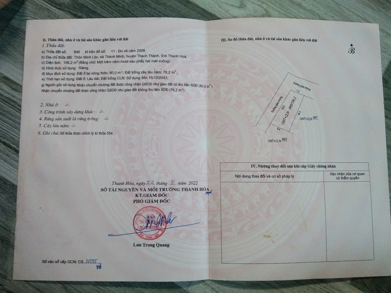 GIÁ TỐT - CHÍNH CHỦ BÁN LÔ ĐẤT TẠI THÔN MINH LỘC, XÃ THÀNH MINH, HUYỆN THẠCH THÀNH, TỈNH THANH HÓA