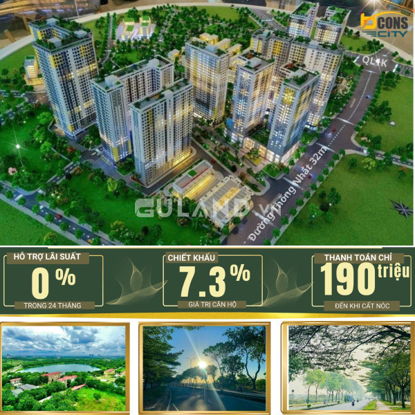 Trả Trước chỉ từ 190 triệu có ngay "2PN, 2WC" tại khu đô thị phức hợp Bcons City. Ân hạn gốc lãi 24 tháng. CK cao.