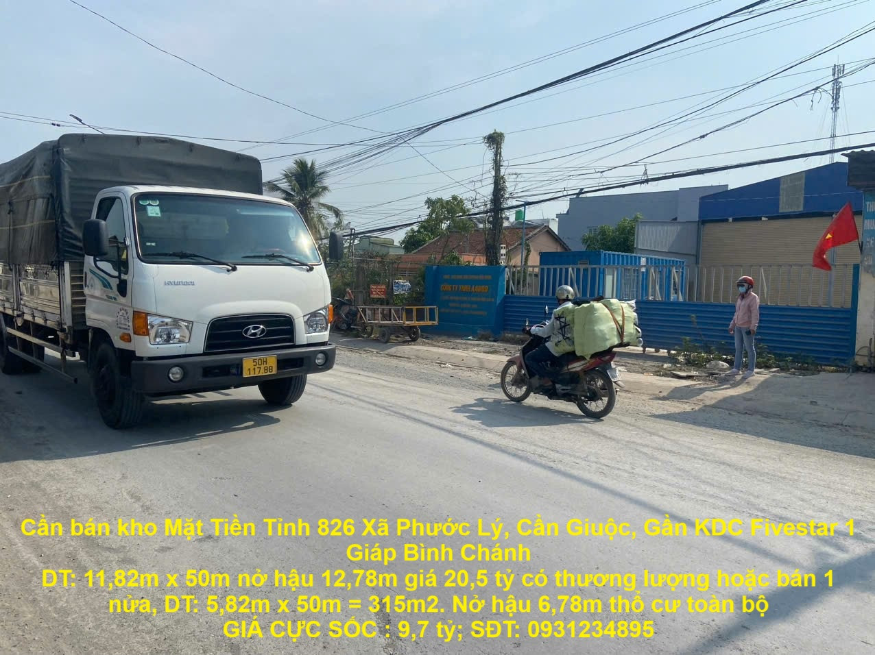 Cần bán kho Mặt Tiền Tỉnh 826  Xã Phước Lý, Cần Giuộc, Gần KDC Fivestar 1 Giáp Bình Chánh