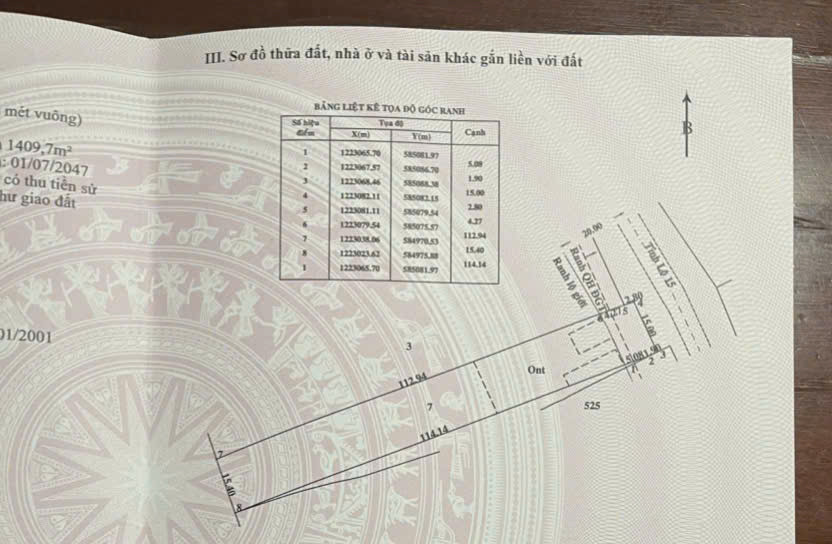 (B421) Đất mặt tiền Tỉnh Lộ 15, xã Nhuận Đức, dt 1.845m2, thổ cư 435m2, giá chỉ 13 tỷ 800