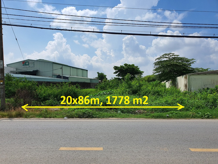 Bán 1778m2, 20x86m MT đường Tỉnh lộ 15, xã Tân Thạnh Đông Củ Chi, cách Đ. Vành Đai 3 300m, 12.5 tỷ