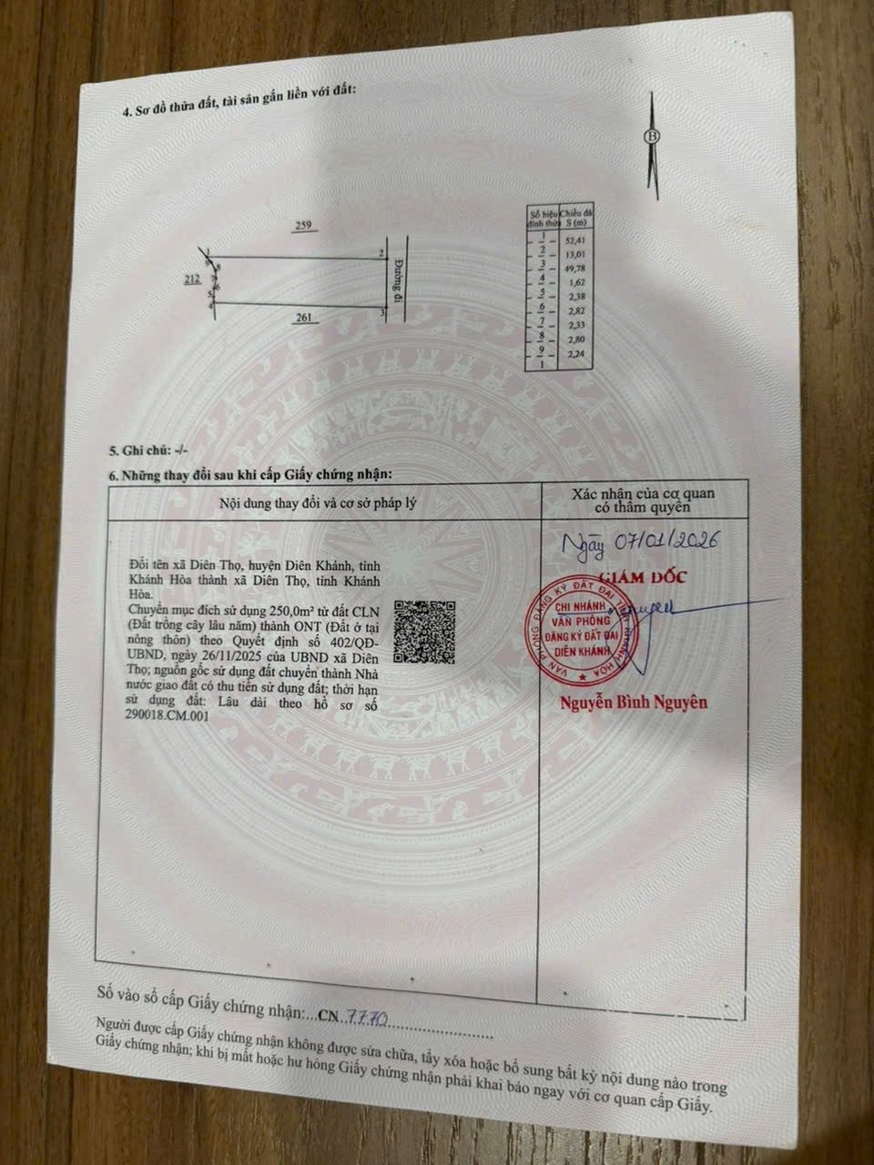 Bán lô đất Diên Thọ, gần Tỉnh lộ 2, LH 0938161427