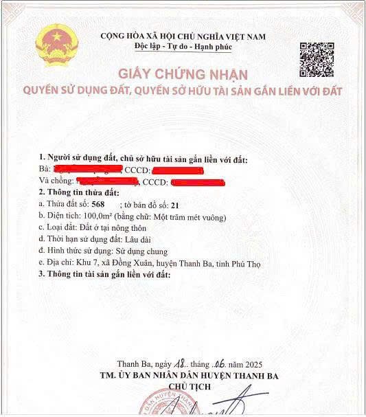 🌟 CHÍNH CHỦ CẦN BÁN LÔ ĐẤT ĐẤU GIÁ TẠI THANH BA 🌟
📍 Vị trí: Khu 7, xã Đồng Xuân, huyện Thanh Ba – băng 1, mặt đường tỉnh lộ 311
📐 Diện tích: 100m² vuông vắn
➡️ Mặt tiền: 5m
💰 Giá bán: có thương lượng cho khách thiện chí
✅ Đất đấu giá, pháp lý rõ ràng
