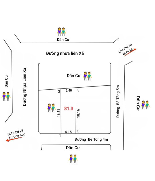 Đất Phú Hạ, 83m2, mt5m, full thổ, 1.89 tỷ. ô tô, Sóc Sơn.