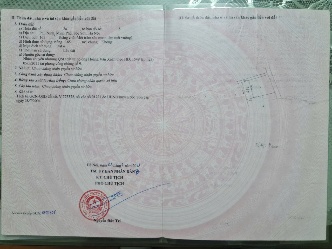 Bán đất 165m² ngang 8m giá 3.05 tỷ tại Xã Minh Phú Huyện Sóc Sơn