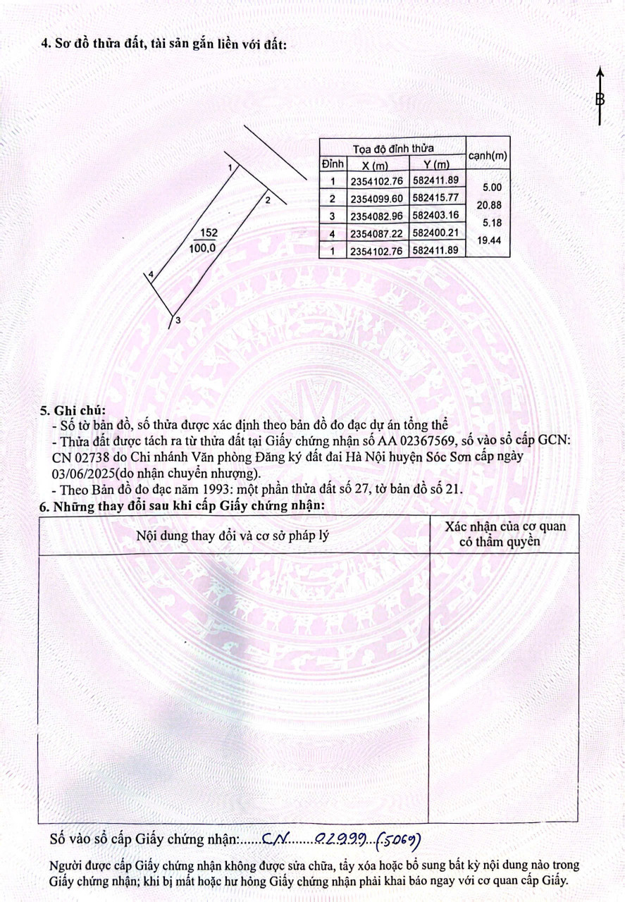 Bán đất 100m² ngang 5m giá 2.5 tỷ tại Xã Minh Phú Huyện Sóc Sơn
