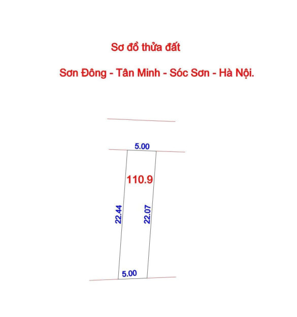 Bán đất 110,9m² ngang 5m tại Xã Tân Minh Huyện Sóc Sơn