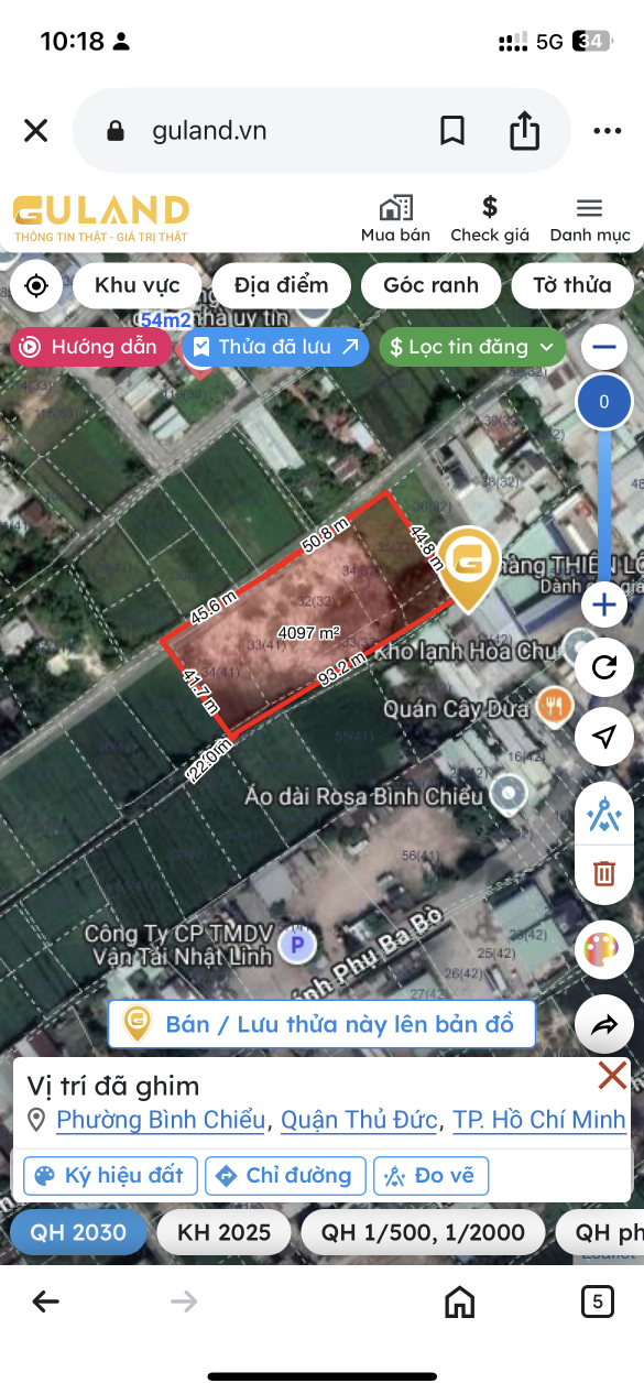 Bán đất 4300m² ngang 149m giá 55 tỷ tại Phường Bình Chiểu Quận Thủ Đức