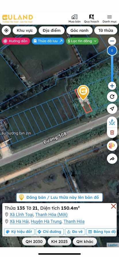 Bán đất 150.4m² ngang 6m giá 1.85 tỷ Xã Lĩnh Toại