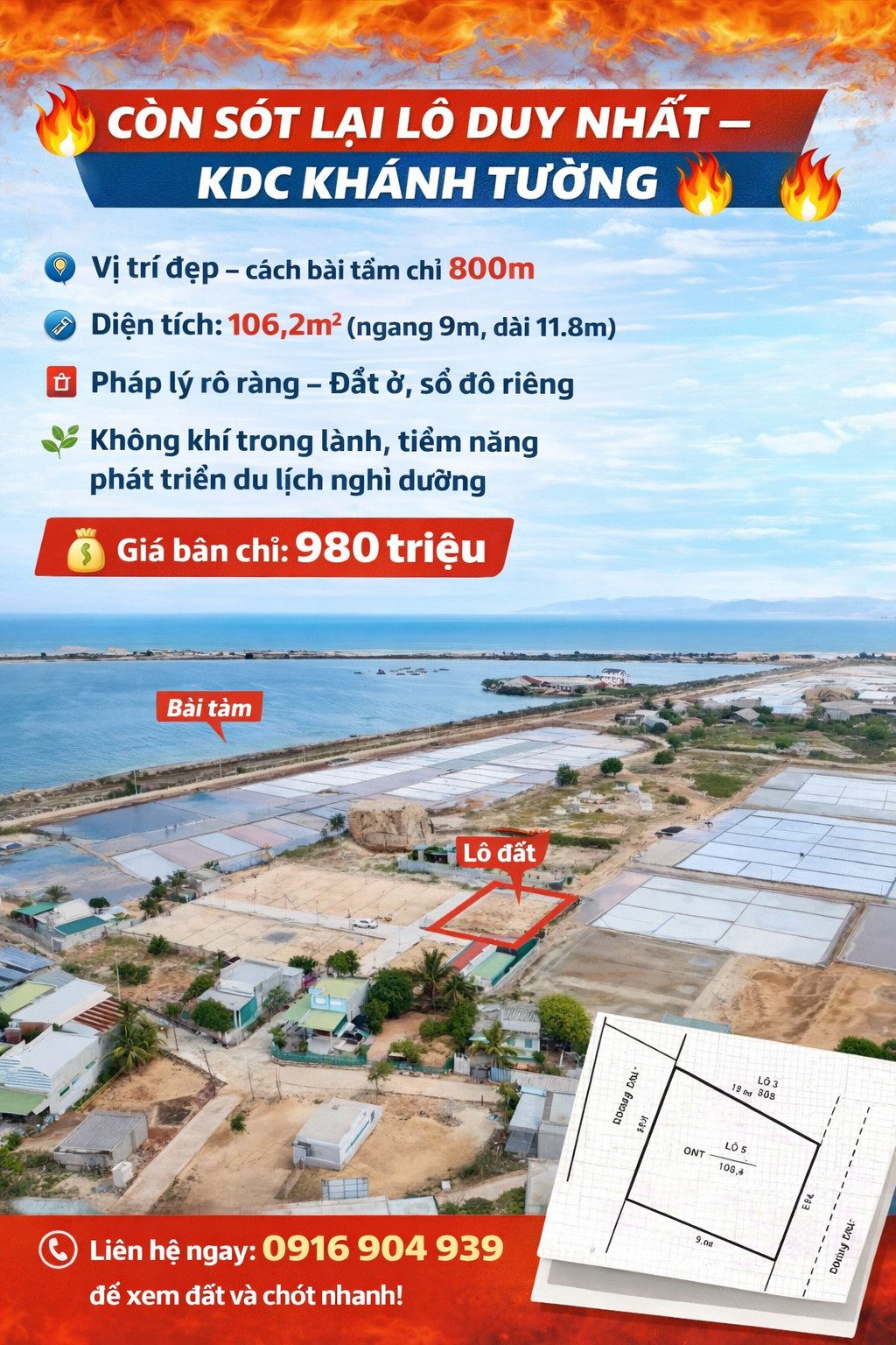 🔥 CÒN SÓT LẠI LÔ DUY NHẤT 106m2 -ONT– KDC KHÁNH TƯỜNG - 980 TRIỆU 🔥