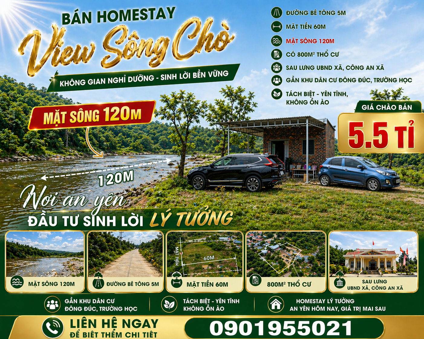 SIÊU PHẨM VIEW SÔNG CHÒ - "TỰA SƠN HƯỚNG THỦY" - NGAY SAU LƯNG CÔNG AN XÃ