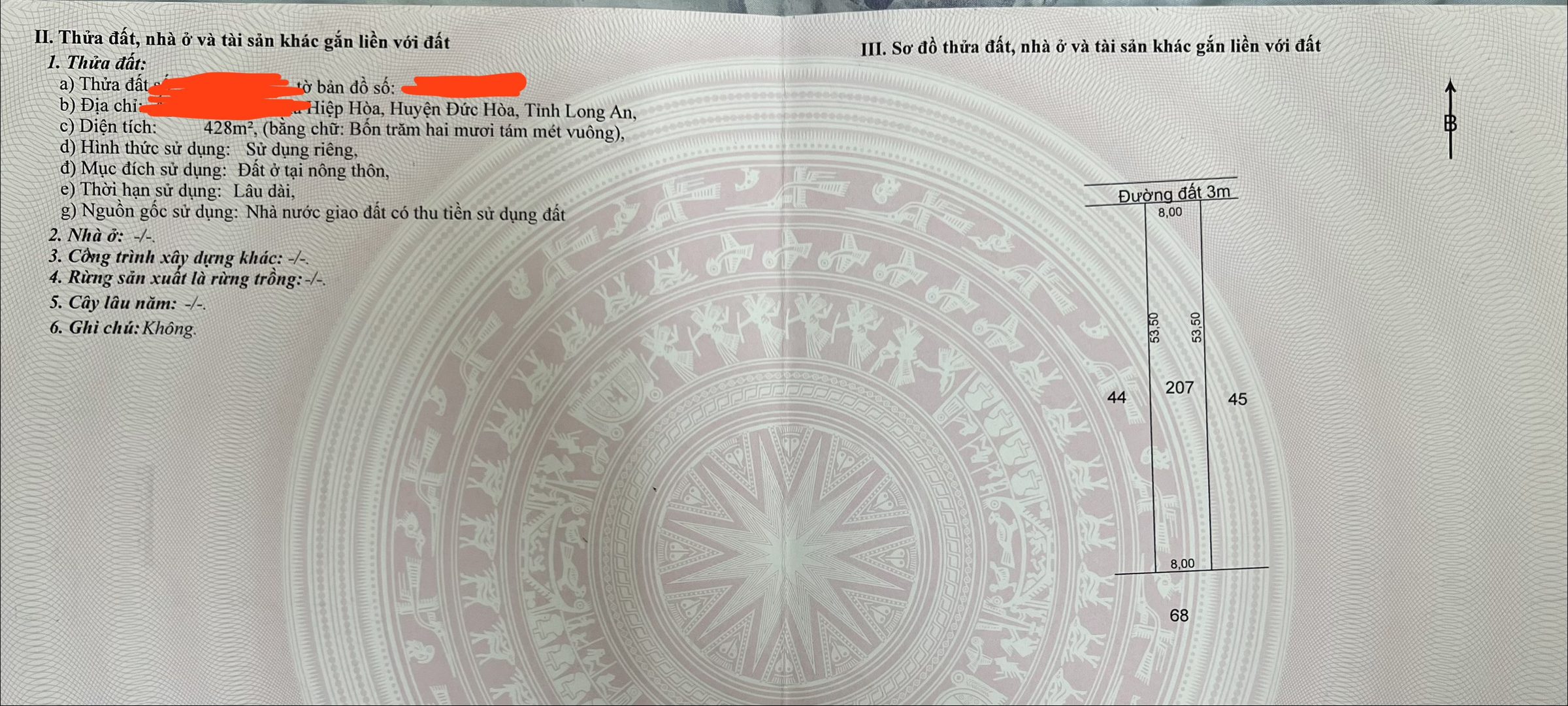 Bán đất full thổ cư xã Hiệp Hòa cách đường nhựa An Thuận 100m, cách Hậu Nghĩa 5km!!!