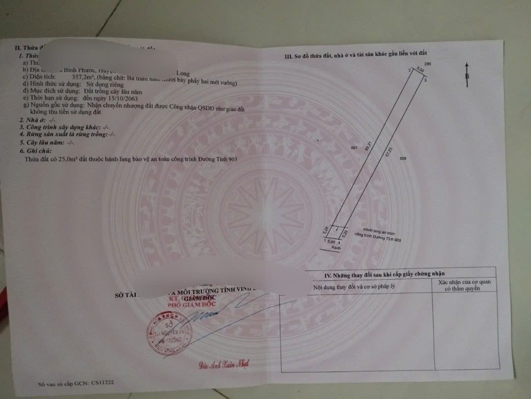 Bán đất mặt tiền tỉnh lộ 903, xã bình phước