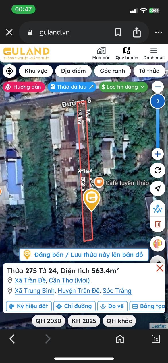 Đất Sổ Hồng 420m2 chính chủ Đường Tl 934, Trần Đề Tp Cẩn Thơ