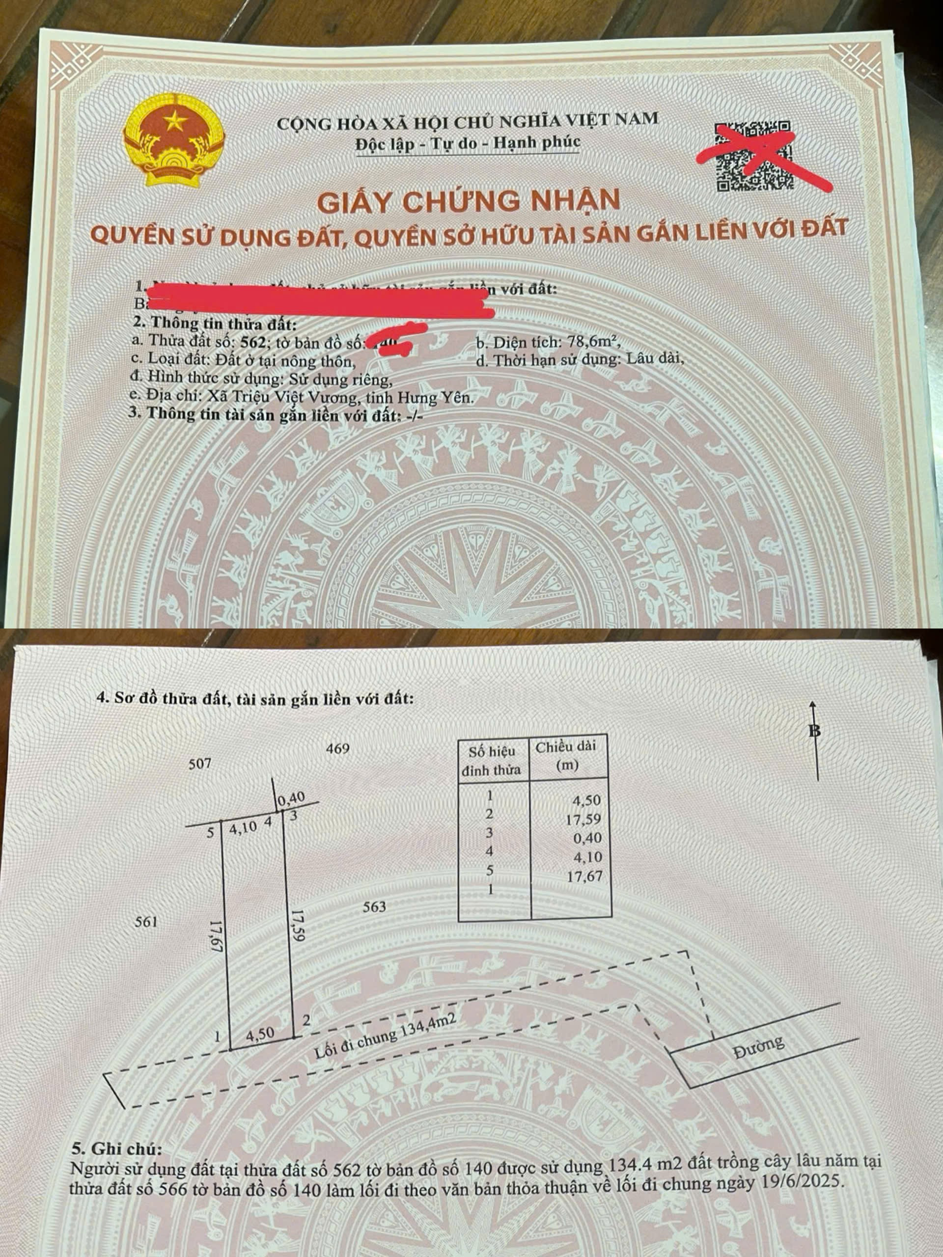 Bán đất 78,6m² ngang 4,5m giá 1.7 tỷ Xã Triệu Việt Vương