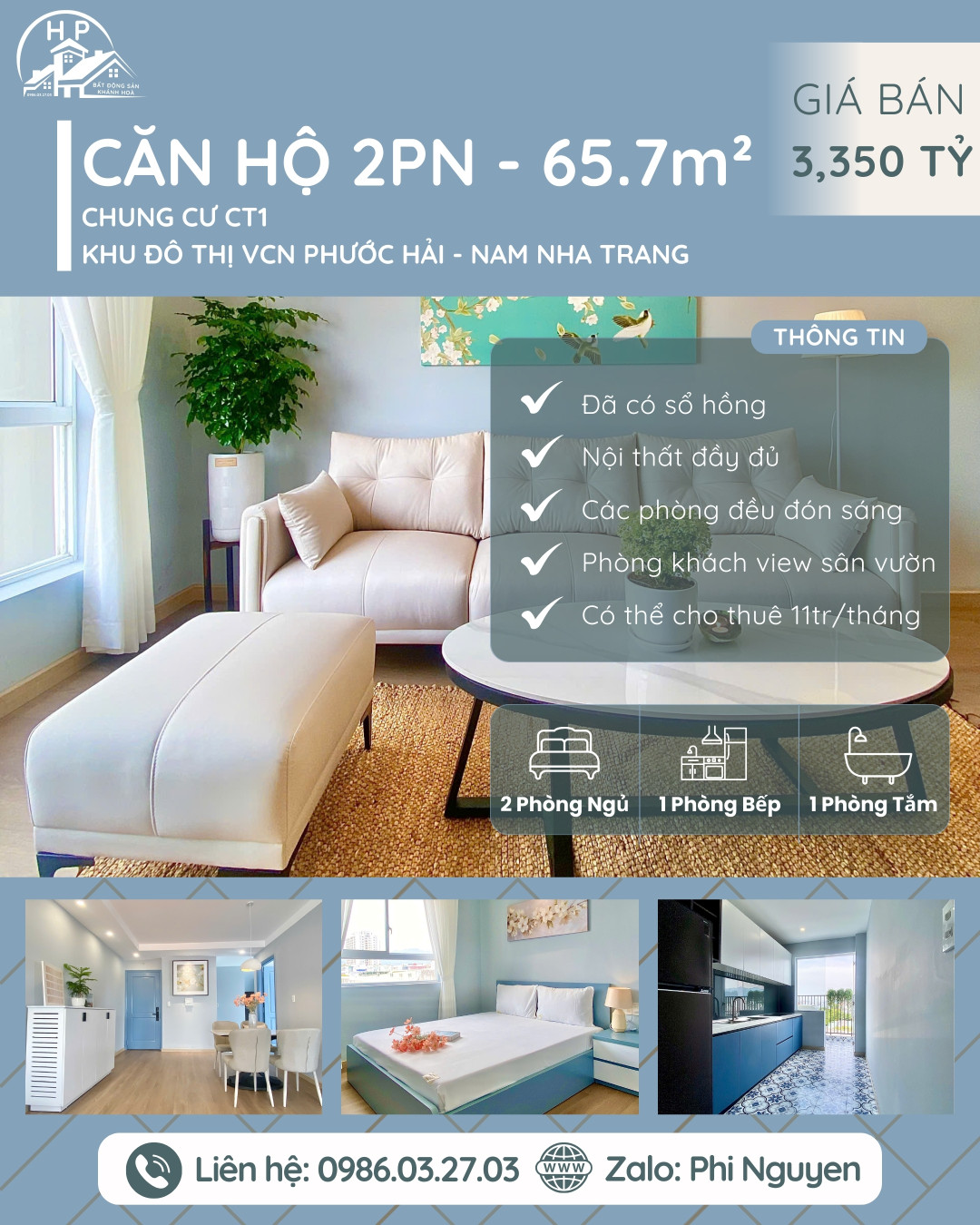 CT1 VCN PHƯỚC HẢI - CHÍNH CHỦ BÁN 2 CĂN HỘ 2PN FULL NỘI THẤT GIÁ TỐT - NAM NHA TRANG
