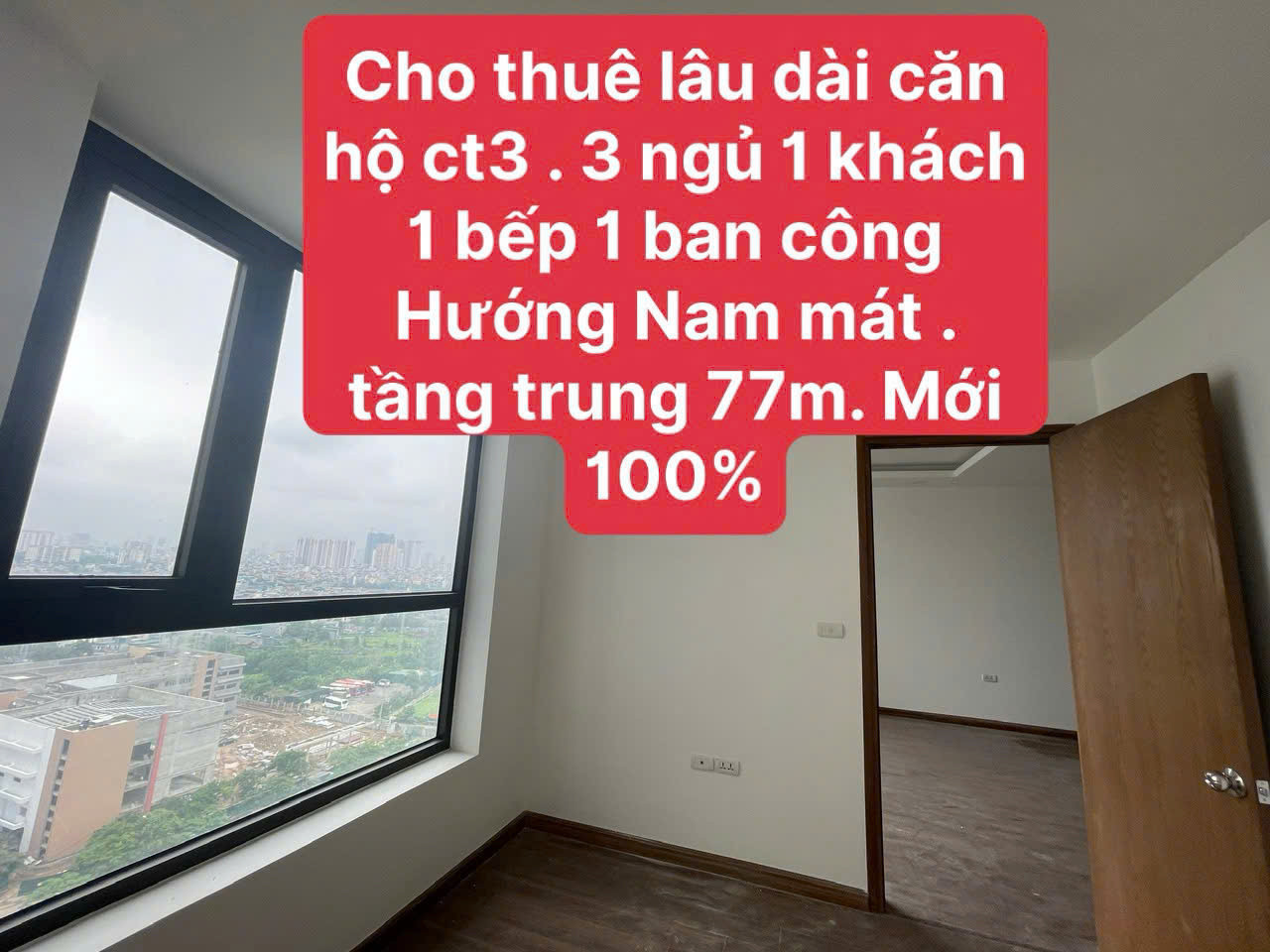 Cho thuê căn chung cư CT3X2 Trần Hòa, 80m2 x 3 ngủ, 2 wc.9 triệu