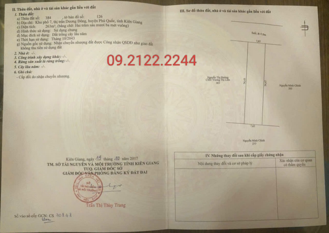 Bán đất 263m² ngang 7.6m giá 13 tỷ Hẻm Trần Hưng Đạo, Dương Đông Đặc khu Phú Quốc