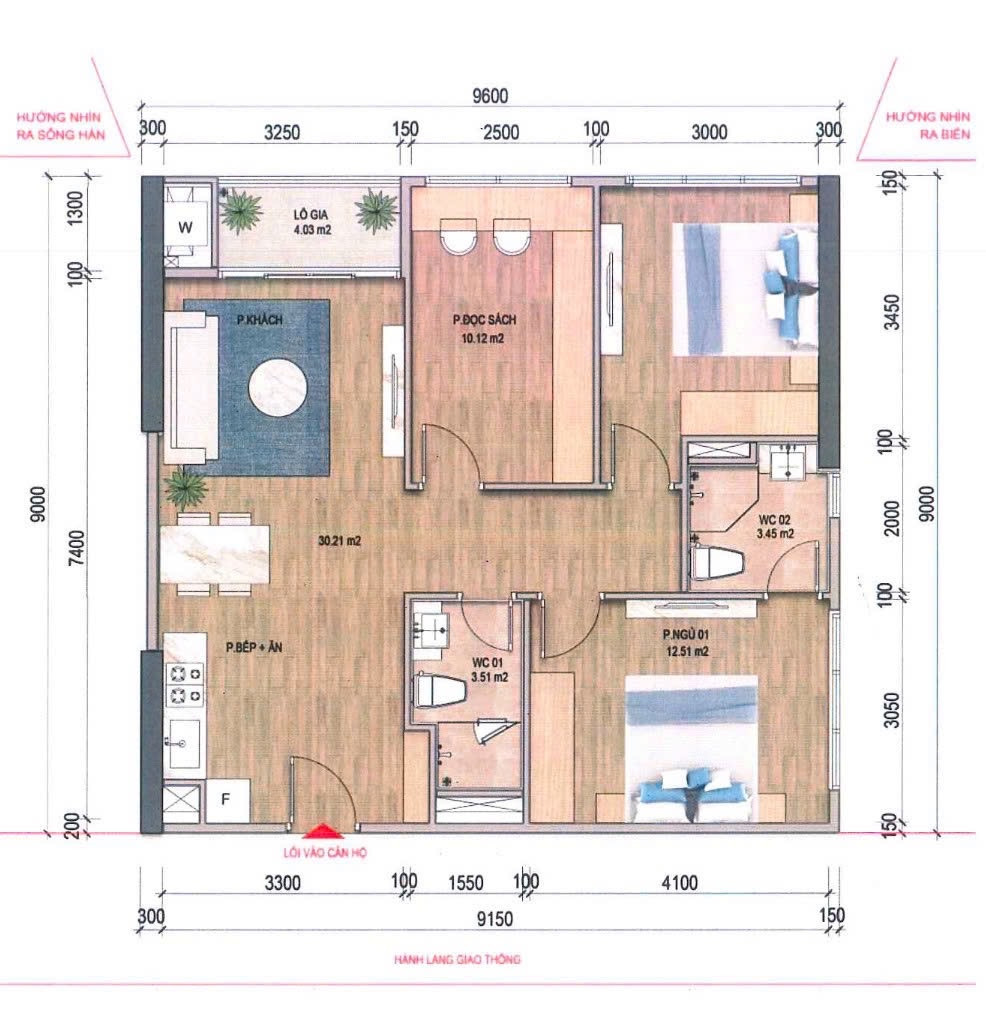 🔥Hot! Căn hộ 2PN +1 cạnh siêu thị Vincome, kết nối bãi tẵm Mỹ Khê 500m chỉ 5,418 tỷ