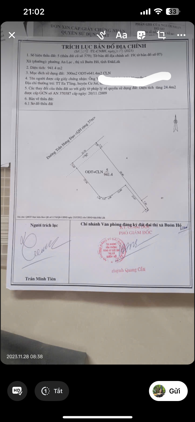 Bán đất 350m² ngang 10m giá 10 tỷ Phường Buôn Hồ