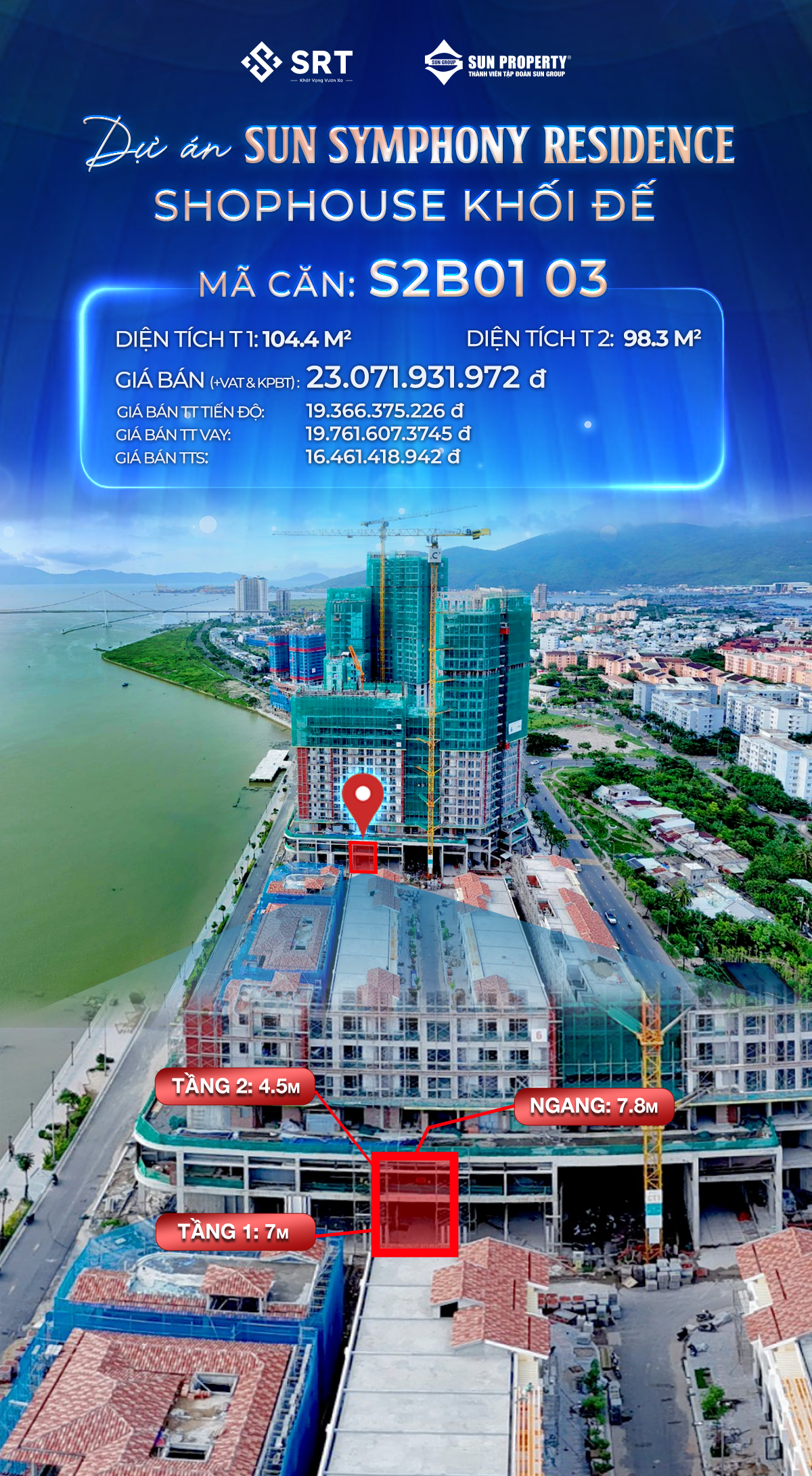 BÁN SYMPHONY Đà Nẵng - Khối đế mặt tiền - Sở hữu lâu dài - không chênh.