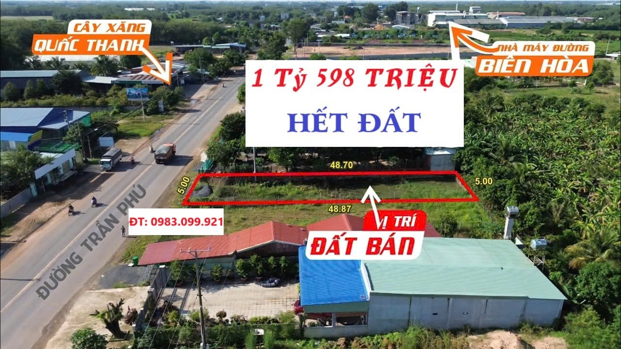 Bán đất Mặt Tiền rẻ nhất đường Trần Phú thành phố Tây Ninh